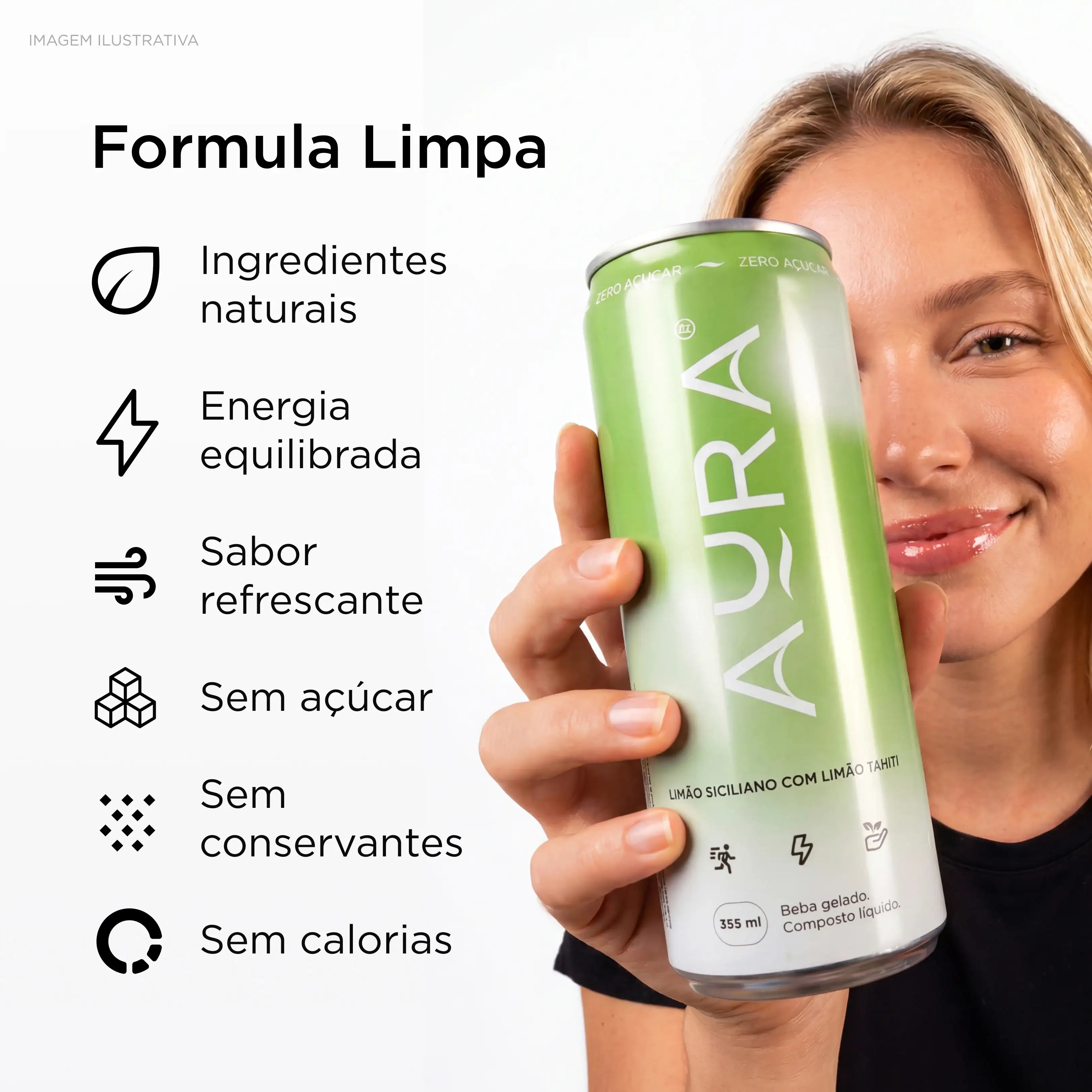 Aura | Energético Natural - Limão 355ml (6 Latas)